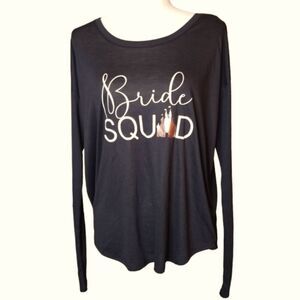 Bella + Canvas Flowy Collection Bride Squad Detail Long Sleeve Top Size Medium